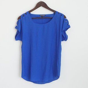 Blue Cutout Dress Blouse Size XS